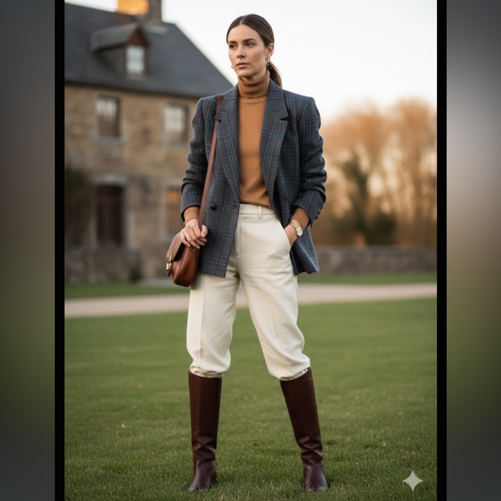 Vintage blazer, 100 wool. Plaid Wool Blazer Preppy Equestrian